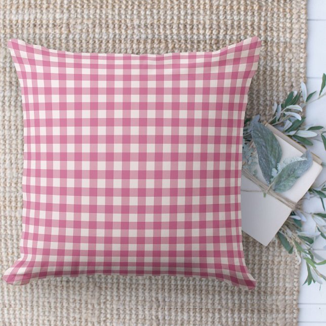 Almofada Enfermeiro de Gingham, Rosa e Branco, moderno esta (throw pillow farmhouse pillows country pink and white gingham plaid throw pillow )