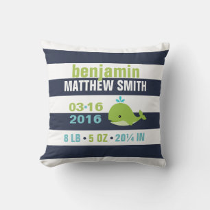 Almofada Enfermeiro decorativo de baleia verde-branca