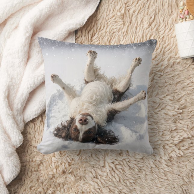 Almofada English Springer Spaniel Making a Snow Angel (Cobertor)