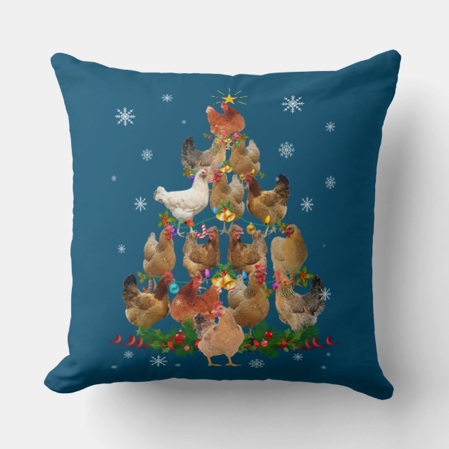 Almofada Engraçada Árvore de Natal de Frango Pet Lover (Frente)