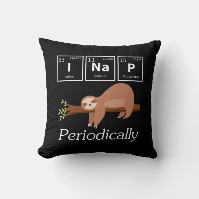 Almofada Engraçada Science Pun Chemistry Sloth Nap Lover (Frente)