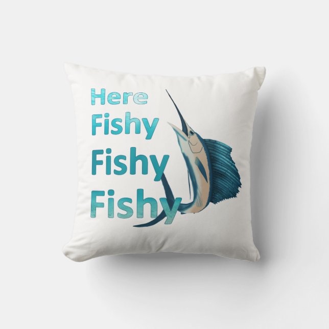 Almofada Engraçado Aqui Peixe Peixe Peixe Peixe (Frente)
