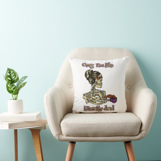 Almofada Engraçado Bebendo de esqueleto Eu sou literalmente (Cadeira)