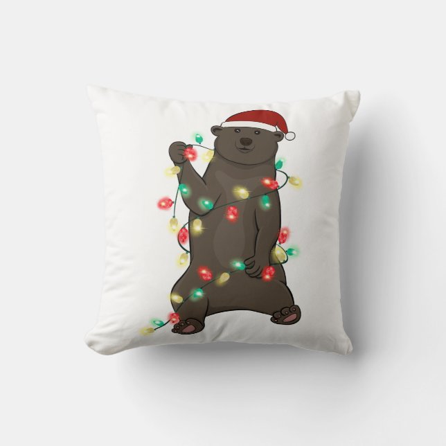 Almofada Engraçado Belo Urso de Natal (Frente)
