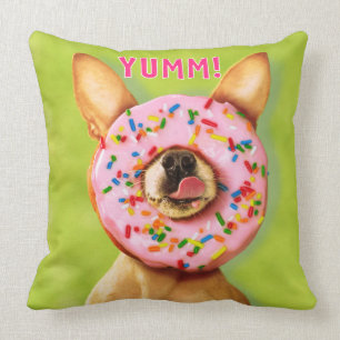 Almofada Engraçado Cachorro Chihuahua com Rosquinha de asp