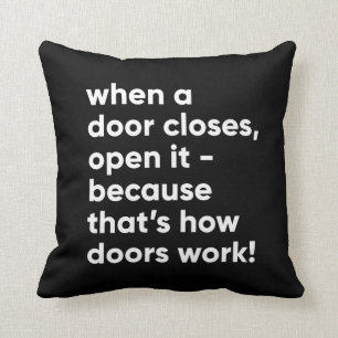 Almofada Engraçado citação inspiracional em preto e bran