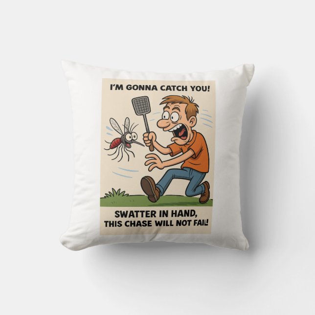 Almofada Engraçado do Inseto de Cartoon Mosquito Engraçado  (Frente)