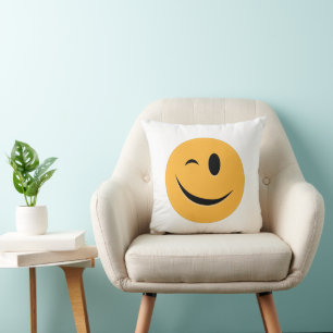 Almofada Engraçado Emoji Piscar os olhos sorria Ria do rost
