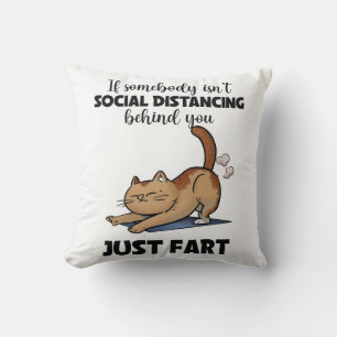 Almofada Engraçado Gato Sensação de Distância Social