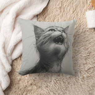 Almofada Engraçado Gritando Travesseiro de Destaque do Cat