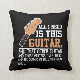 Almofada Engraçado Guitarista Eu preciso de todos os Guita