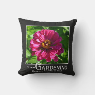 Almofada Engraçado jardinagem que diz margarida floral rosa