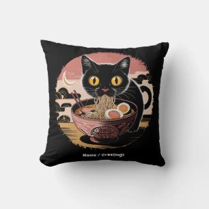 Almofada Engraçado Kawaii Gato Comendo Ramen Noodles Animes