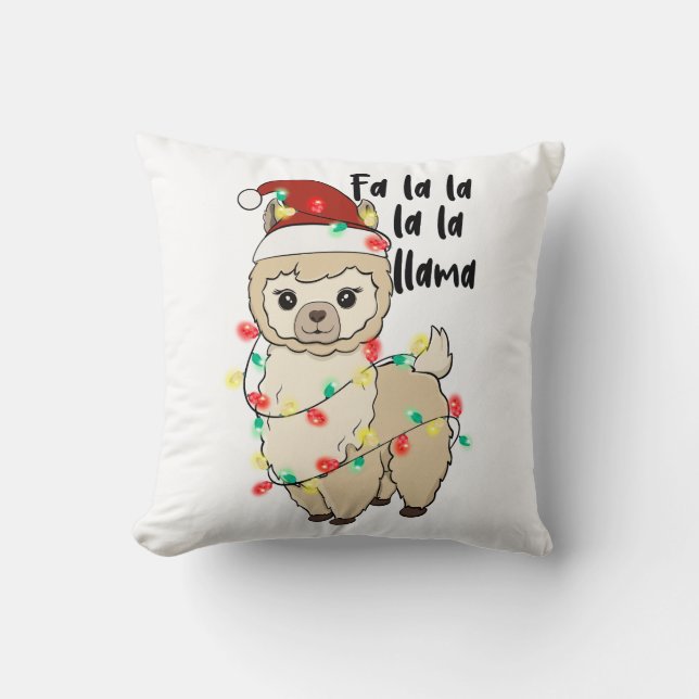 Almofada Engraçado Natal Llama (Frente)