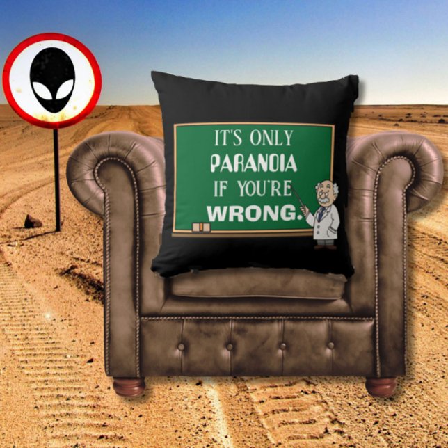 Almofada Engraçado Noveldade Paranoia Teorista da Conspiraç (A funny throw pillow for the paranoid person or conspiracy theorist in your life! Great for mancaves)