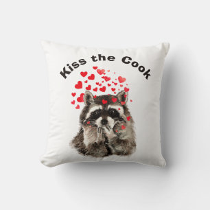 Almofada Engraçado Quitação: Beija o Cook Cute Raccoons,