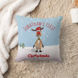 Almofada Engraçado Reindeer Baby Primeiro Travesseiro decor