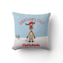 Engraçado Reindeer Baby Primeiro Travesseiro decor