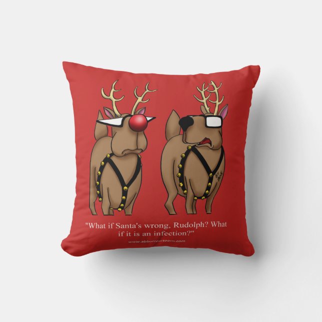 Almofada Engraçado Reindeer Humor Travesseiro de Natal Pres (Frente)