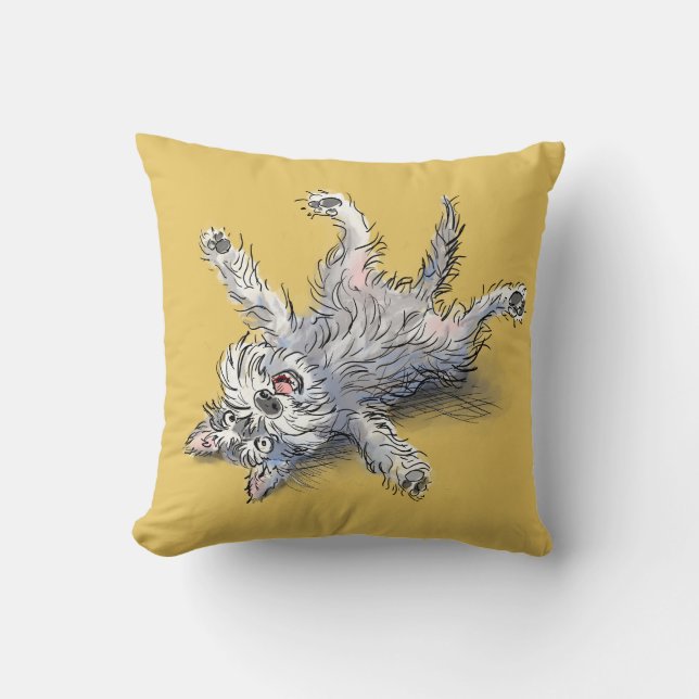 Almofada Engraçado Schnauzer Rolando para um Abraço (Frente)