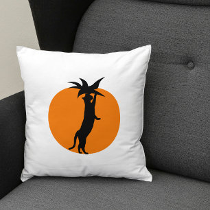 Almofada Engraçado Tomate Laranja De Gato Preto E Bonito Em