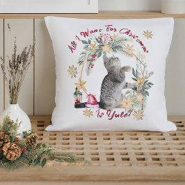 Almofada Engraçado Yule Cat Hygge Natal Decor