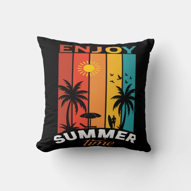 Almofada Enjoy Summer Time Retro Beach Tee (Frente)