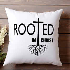 Almofada Enraizada Na Fé Branca Cristo Elegante Cruz Negra