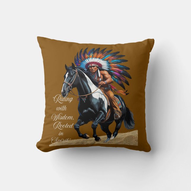 Almofada Enraizado em Espírito – Travesseiro Native Rider (Frente)