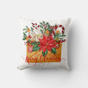 Almofada envelope floral de Natal alegre