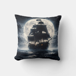 Almofada Epic Pirate Ship Moon Throw Pillow – Dark Ocean Pi