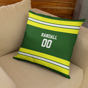 Almofada Equipa de futebol verde & amarela personalizada