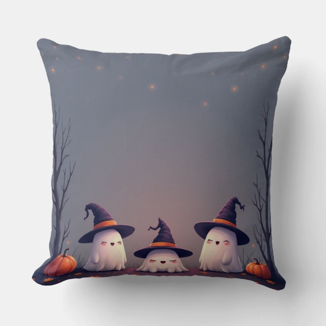 Almofada Equipe Boo – Design de Fantasmas de Halloween Fofo (Frente)