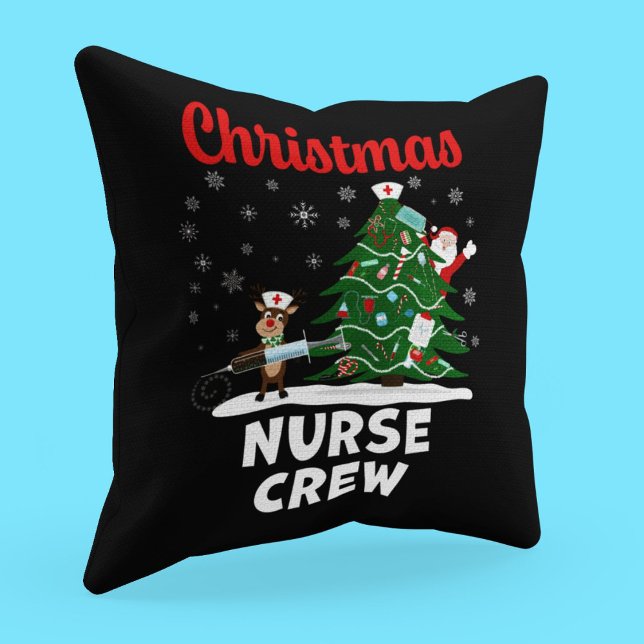 Almofada Equipe de Enfermeiros de Natal com Papai Noel e Re (Criador carregado)