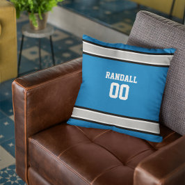 Almofada Equipe de futebol azul, prata, preto e branco pers