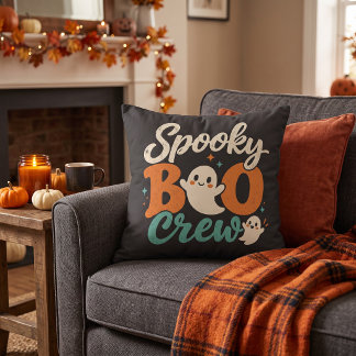 Almofada Equipe Spooky Boo Halloween Fantasma Retro