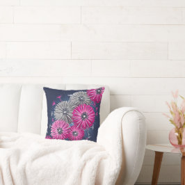 Almofada Ervas Daninhas Esquecidas Cinza Rosa Azul Dente-de