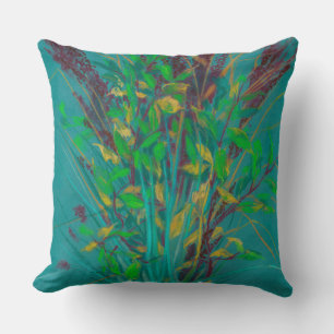 Almofada Ervas de outono, arte floral, pintura pastel, natu