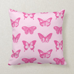 Almofada Esboço da borboleta, luz - rosa e fúcsia