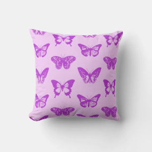 Almofada Esboço da borboleta, rosa da orquídea e violeta