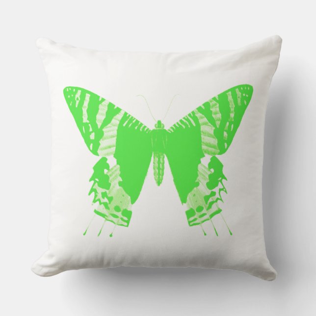 Almofada Esboço da borboleta, verde limão (Frente)
