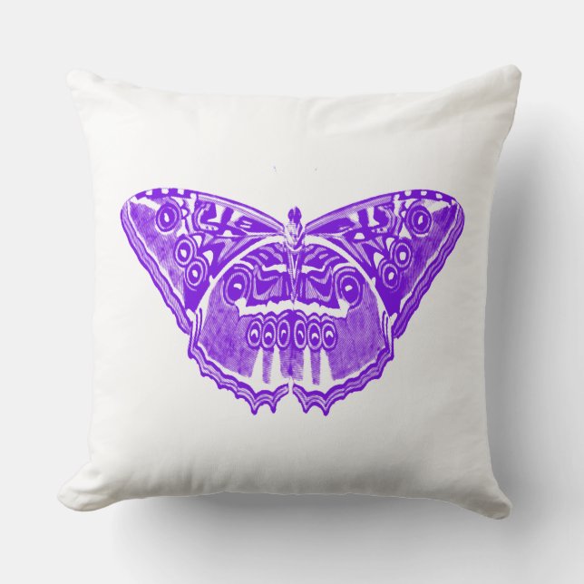 Almofada Esboço da borboleta, violeta roxa (Frente)