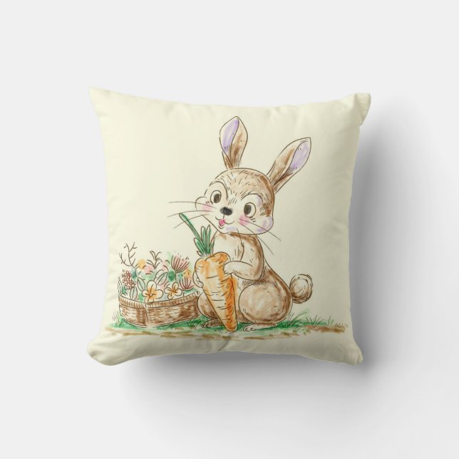 Almofada Esboço de desenho animado coelho coelho bonito (Frente)