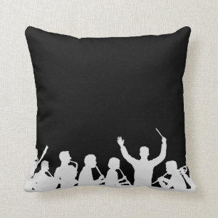 Almofada Esboço do branco do maestro e da banda no preto