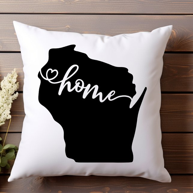 Almofada Esboço do Estado Nativo Coração Wisconsin  (Criador carregado)