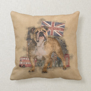 Almofada Esboço inglês do buldogue e da Inglaterra