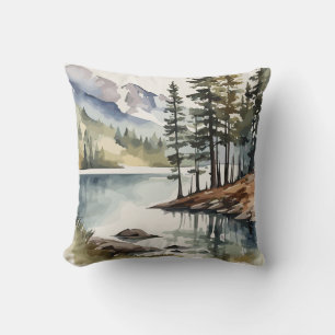 Almofada Escape para a natureza Montanha russa de aquarel