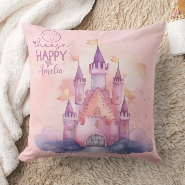 Almofada Escolha o Palácio Feliz na Nuvem Rosa (Cobertor)