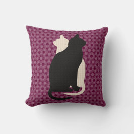 Almofada Escolher Cor Preta Gato Branco Duo Yin Yang Estilo