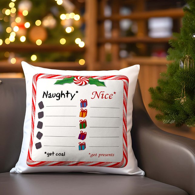 Almofada Escolher Lados, Malvados ou Bons? (Choose Sides, Naughty or Nice? Which side are you on?  The Naughty get COAL. The Nice get PRESENTS! )